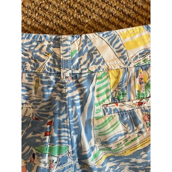 Lilly Pulitzer Blue Get Nauti Boats Sailing Nautical Callahan Shorts Size 4 - Picture 7 of 8